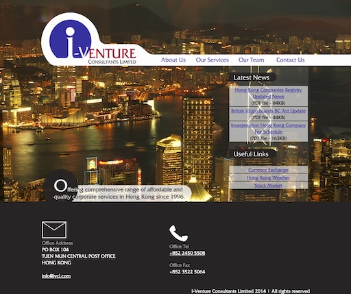 Screenshot capture of the first website for the company back in 2014